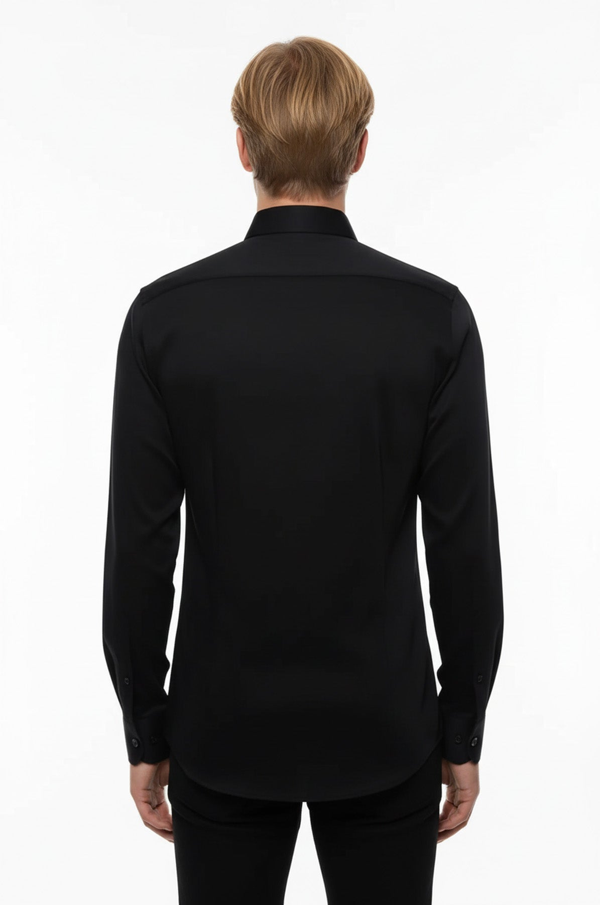 Cotton Satin Slim Fit Black Men Shirt - Wessi
