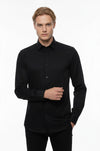 Cotton Satin Slim Fit Black Men Shirt - Wessi
