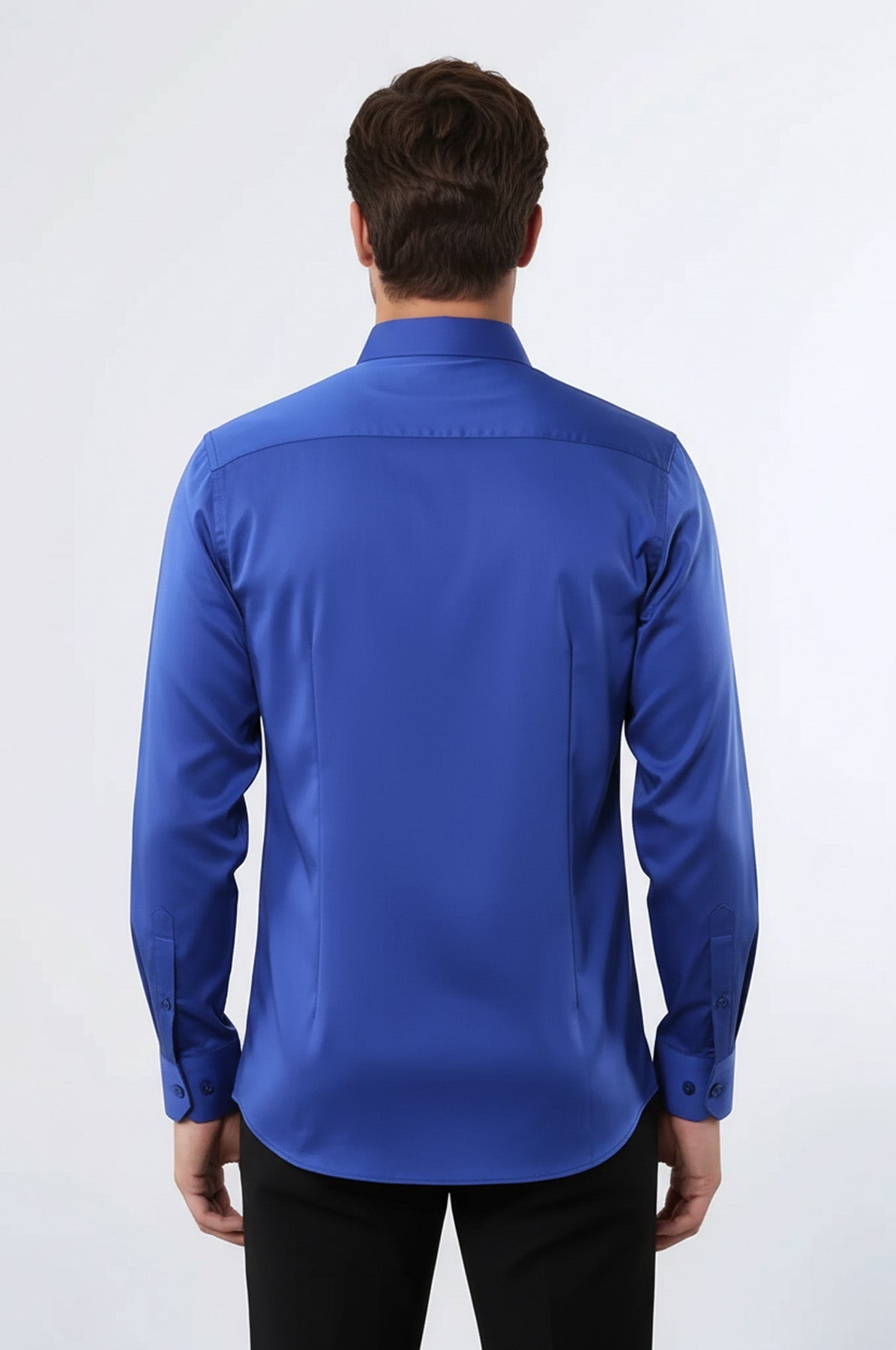 Cotton Satin Slim Fit Blue Men Shirt - Wessi