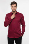 Slim Fit Long Sleeve Burgundy Men Shirt - Wessi
