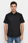 Plain Short Sleeves Black Men Shirt - Wessi
