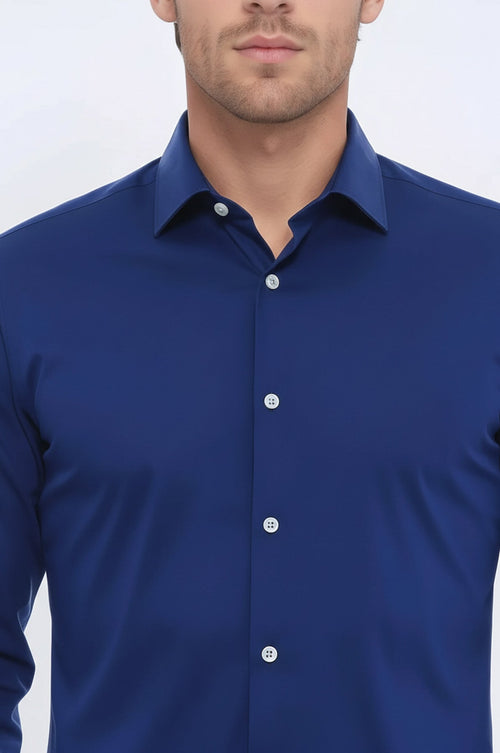 Indigo Blue Slim Fit Men's Shirt | Wessi