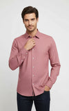 Plain Slim Fit Long Sleeves Salmon Color Men Shirt - Wessi