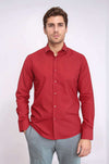 Plain Slim Fit Claret Red Men Shirt - Wessi