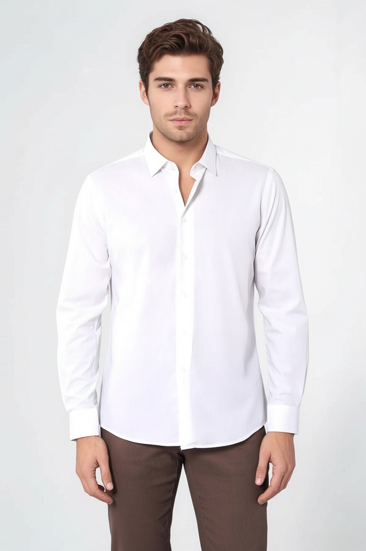 Poly Cotton Slim Fit Cream Shirt - Wessi