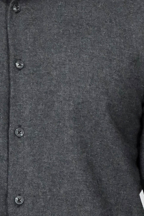 Slim Fit Plain Dark Grey Men Lumberjack Shirt - Wessi