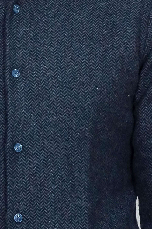 Winter Navy Blue Patterned Men's Lumberjack Shirt - Wessi