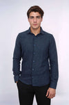 Winter Navy Blue Patterned Men's Lumberjack Shirt - Wessi
