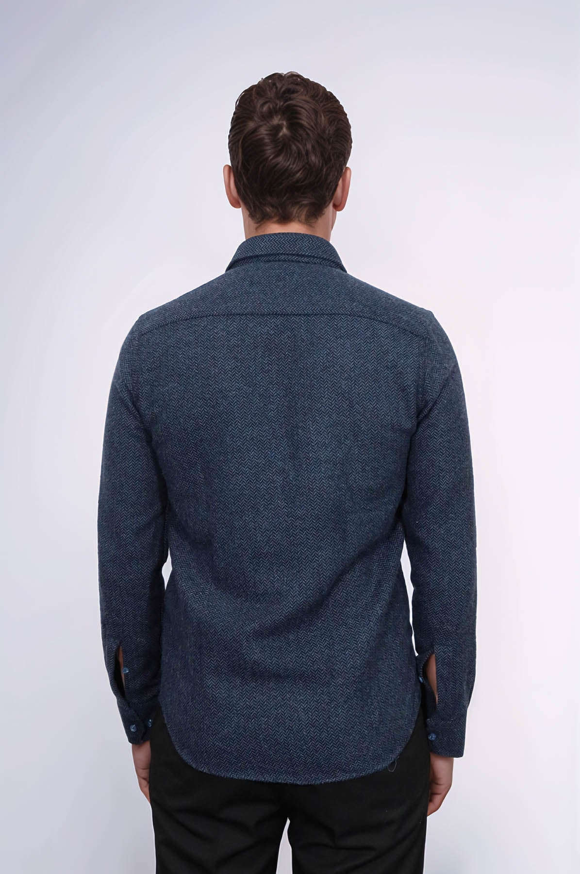 Winter Navy Blue Patterned Men's Lumberjack Shirt - Wessi