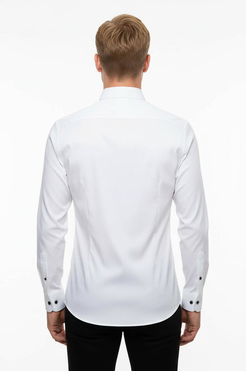White Stand Collar Formal Shirt - Wessi