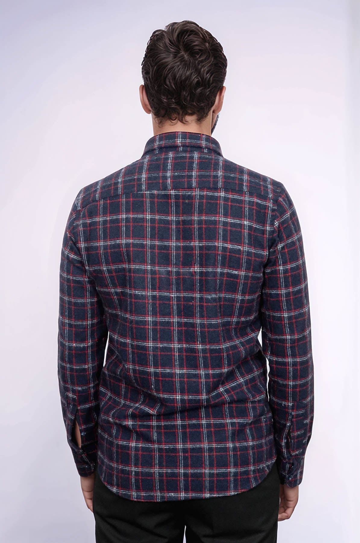 Thick Patterned Navy Blue Men Lumberjack Shirt - Wessi