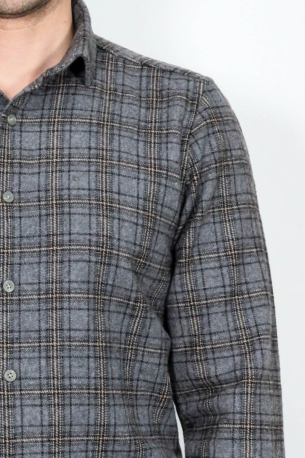 Plaid Dark Grey Men Lumberjack Shirt - Wessi