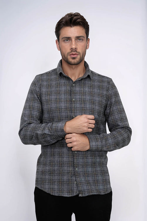 Plaid Dark Grey Men Lumberjack Shirt - Wessi