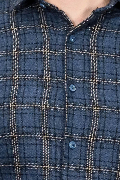 Plaid Navy Blue Men Lumberjack Shirt - Wessi