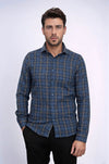 Plaid Navy Blue Men Lumberjack Shirt - Wessi