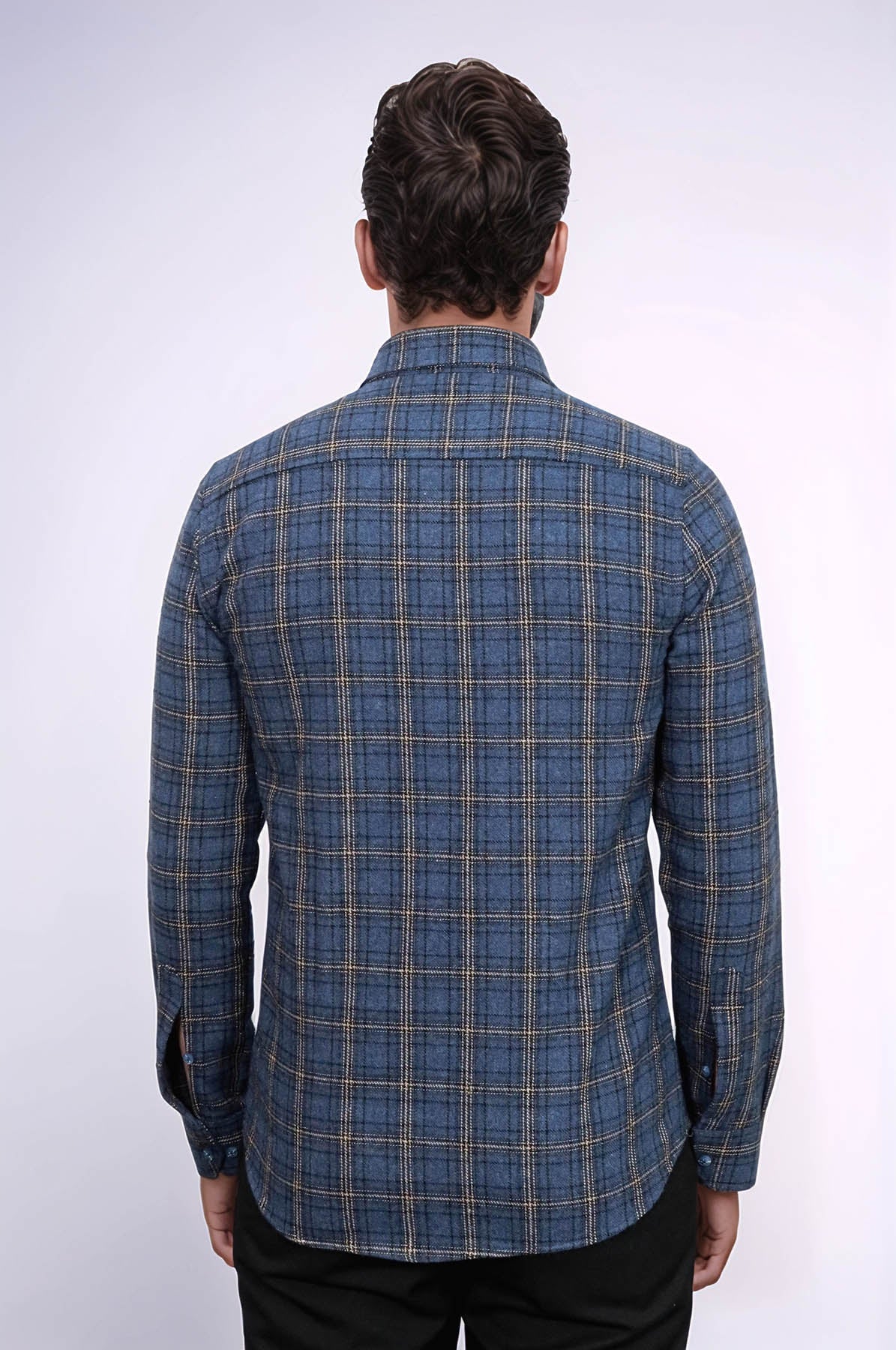 Plaid Navy Blue Men Lumberjack Shirt - Wessi