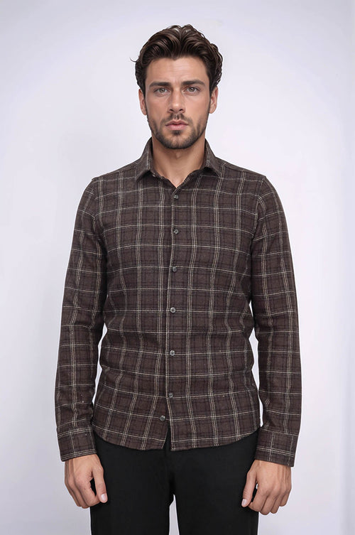 Checked Brown Men Lumberjack Shirt - Wessi