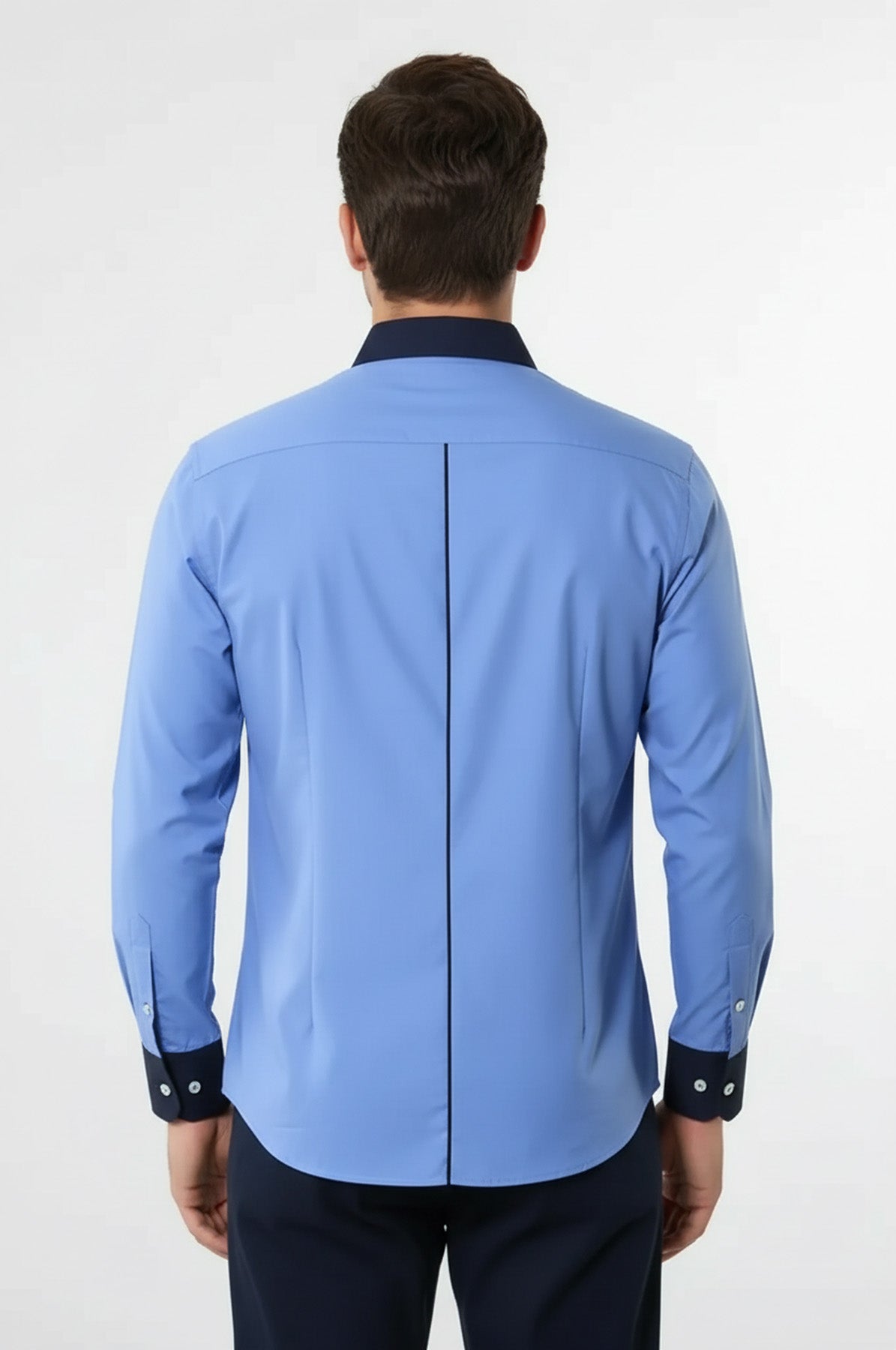 Double Colored Blue Slim Fit Shirt | Wessi