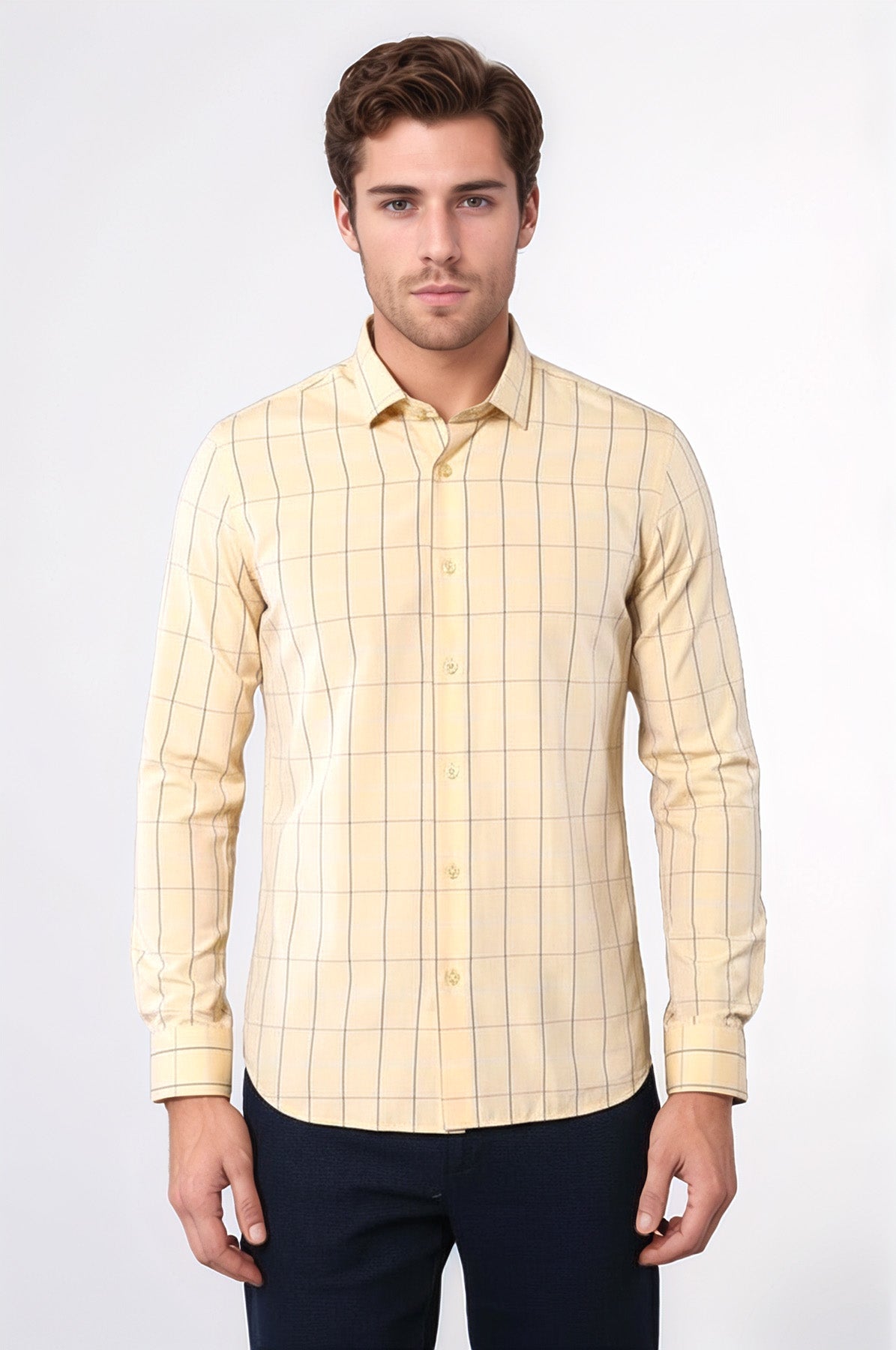 Yellow Plaid Men's Shirt | Wessi