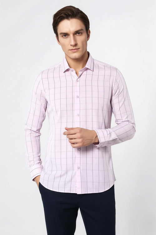 Light Pink Plaid Shirt for Men | Wessi