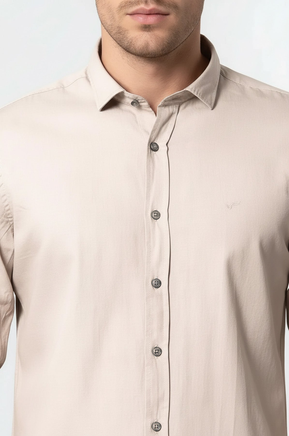Patterned Cotton Slim Fit Beige Shirt - Wessi