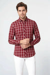 Plaid Slim Fit Burgundy Shirt - Wessi
