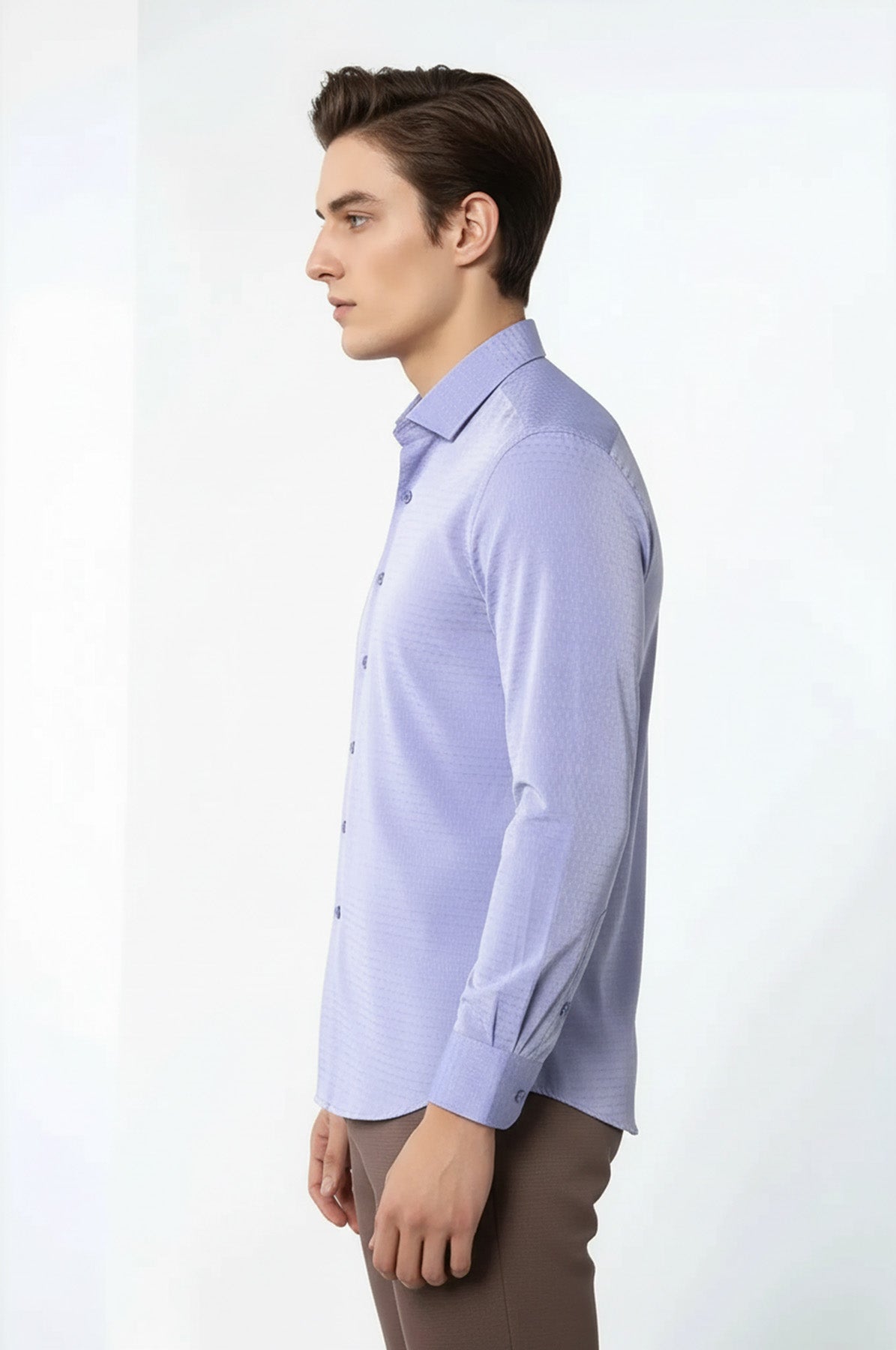 Patterned Blue Men's Long Sleeve Shirt | Wessi