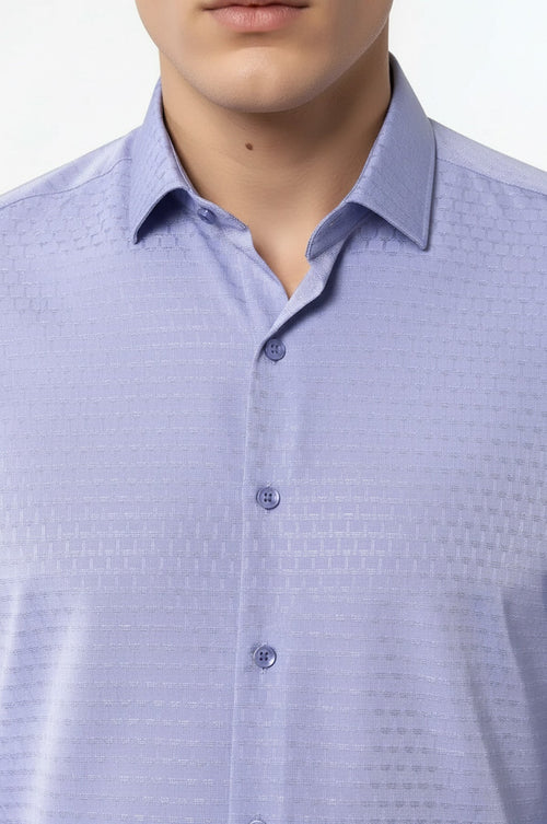 Patterned Blue Men's Long Sleeve Shirt | Wessi