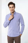 Patterned Blue Men's Long Sleeve Shirt | Wessi
