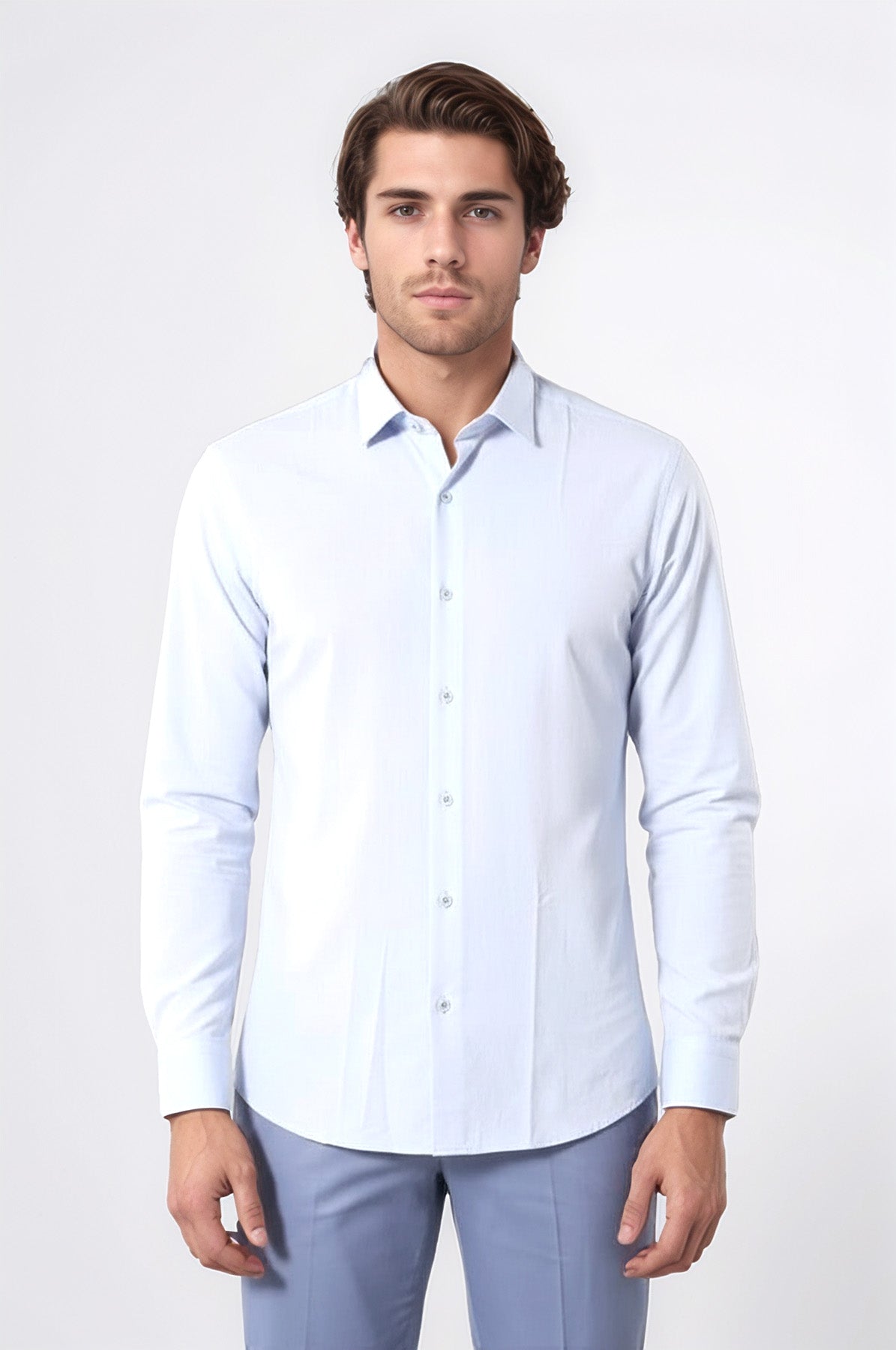 Blue Patterned Slim Fit Shirt - Wessi