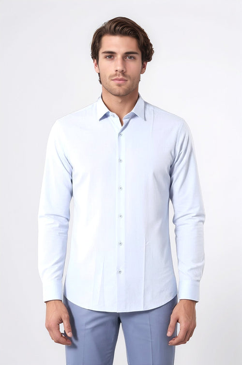 Blue Patterned Slim Fit Shirt - Wessi