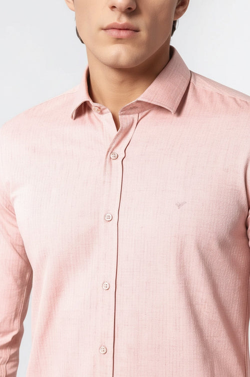 Pink Patterned Slim-Fit Men Shirt | Wessi