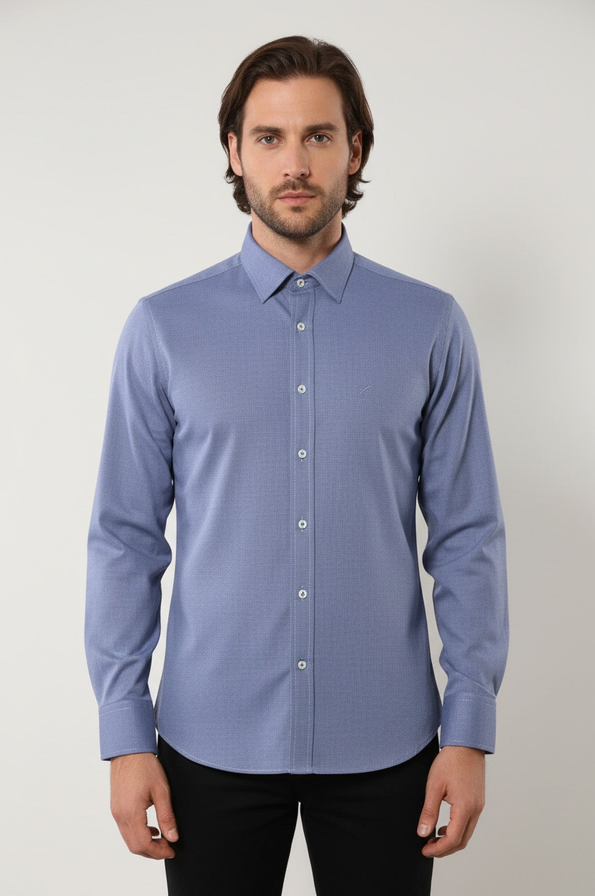 Blue Plain Linen Men's Shirt | Wessi