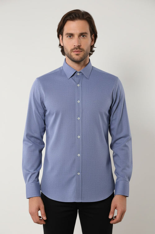 Blue Plain Linen Men's Shirt | Wessi