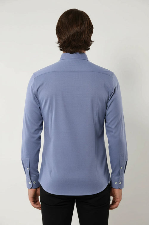 Blue Plain Linen Men's Shirt | Wessi