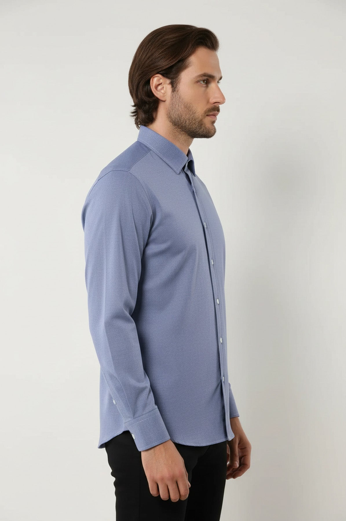 Blue Plain Linen Men's Shirt | Wessi