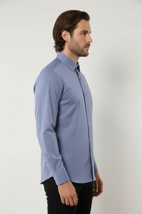 Blue Plain Linen Men's Shirt | Wessi