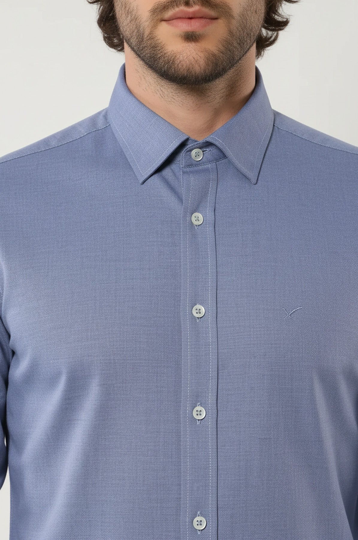 Blue Plain Linen Men's Shirt | Wessi