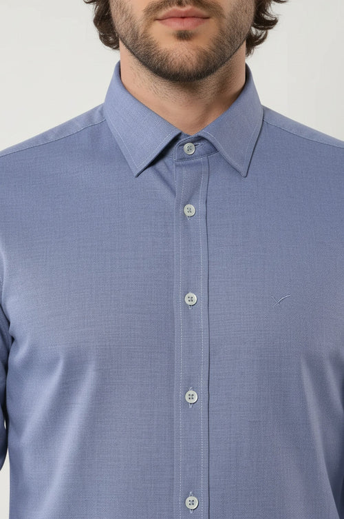 Blue Plain Linen Men's Shirt | Wessi