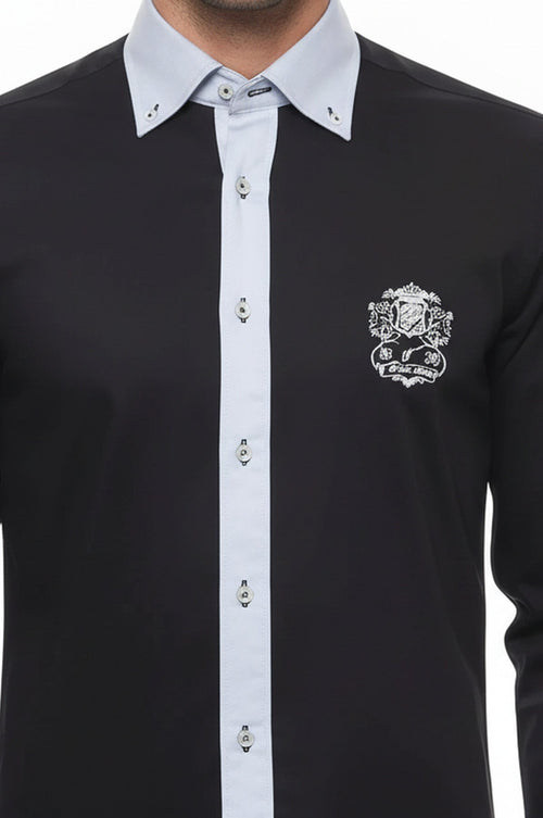 Cotton- Satin Black Men's Sport Shirt - Wessi