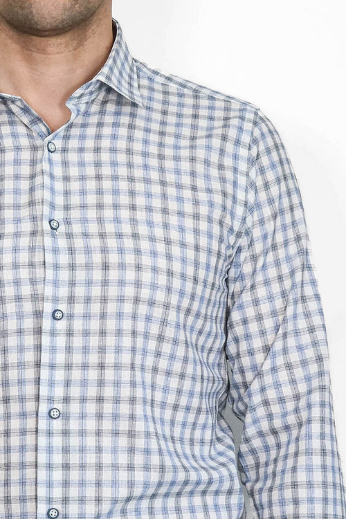Blue Slim Fit Check Shirt - Wessi