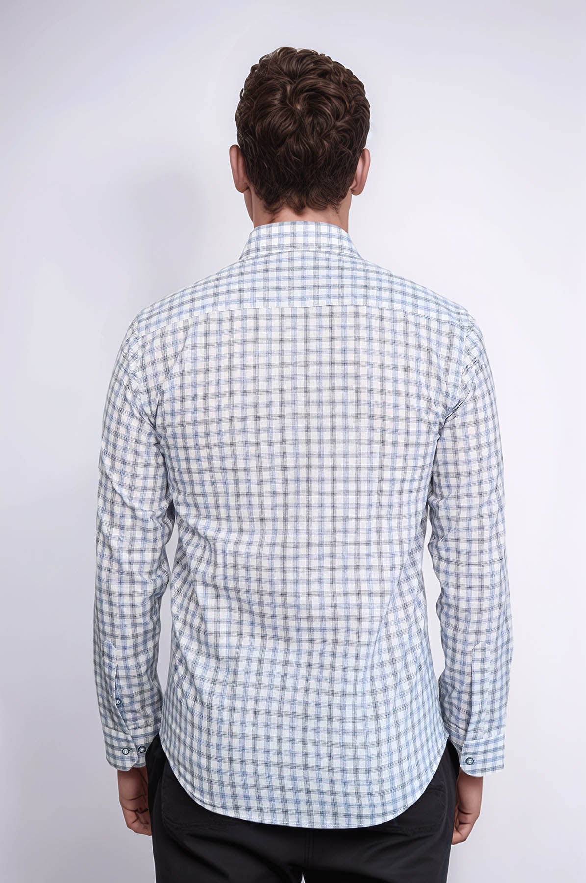 Blue Slim Fit Check Shirt - Wessi