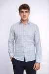 Blue Slim Fit Check Shirt - Wessi