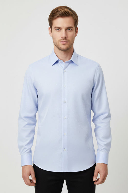 Patterned Casual Baby Blue Shirt | Wessi