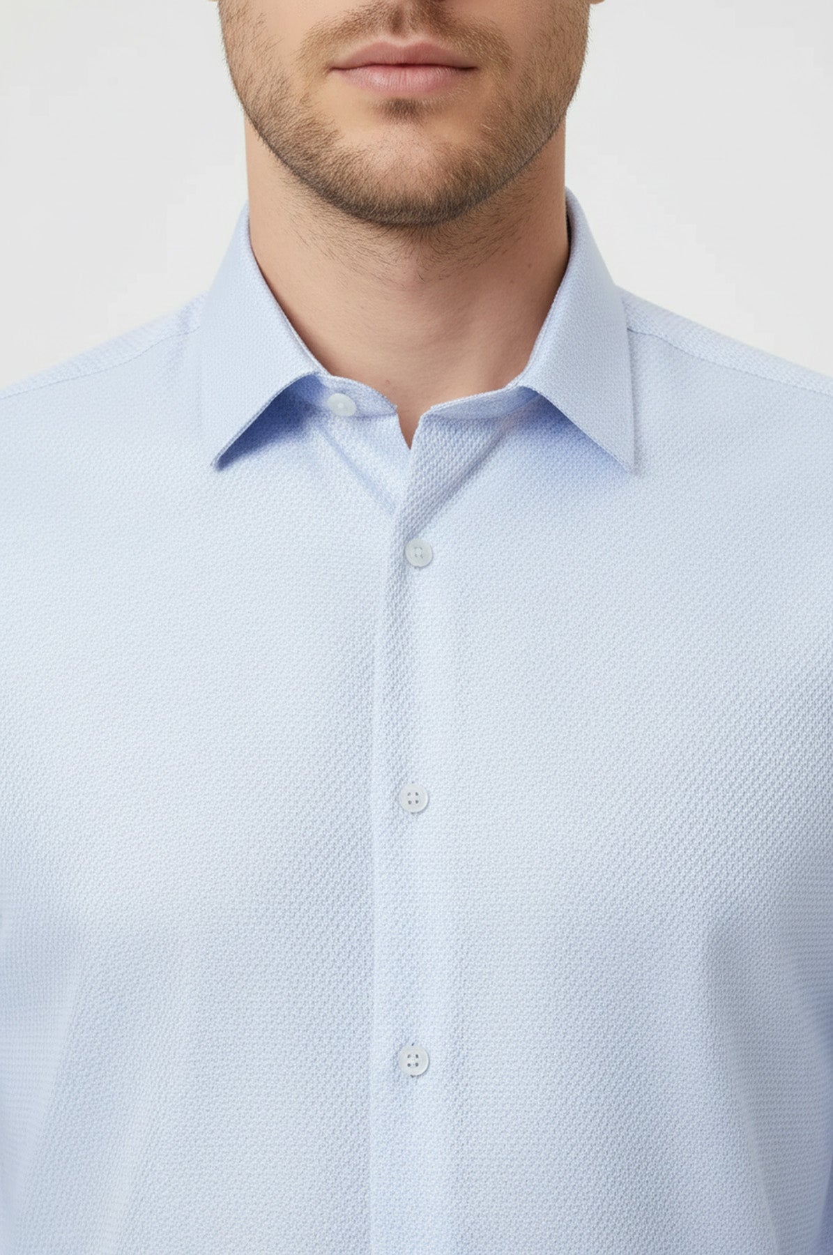 Patterned Casual Baby Blue Shirt | Wessi