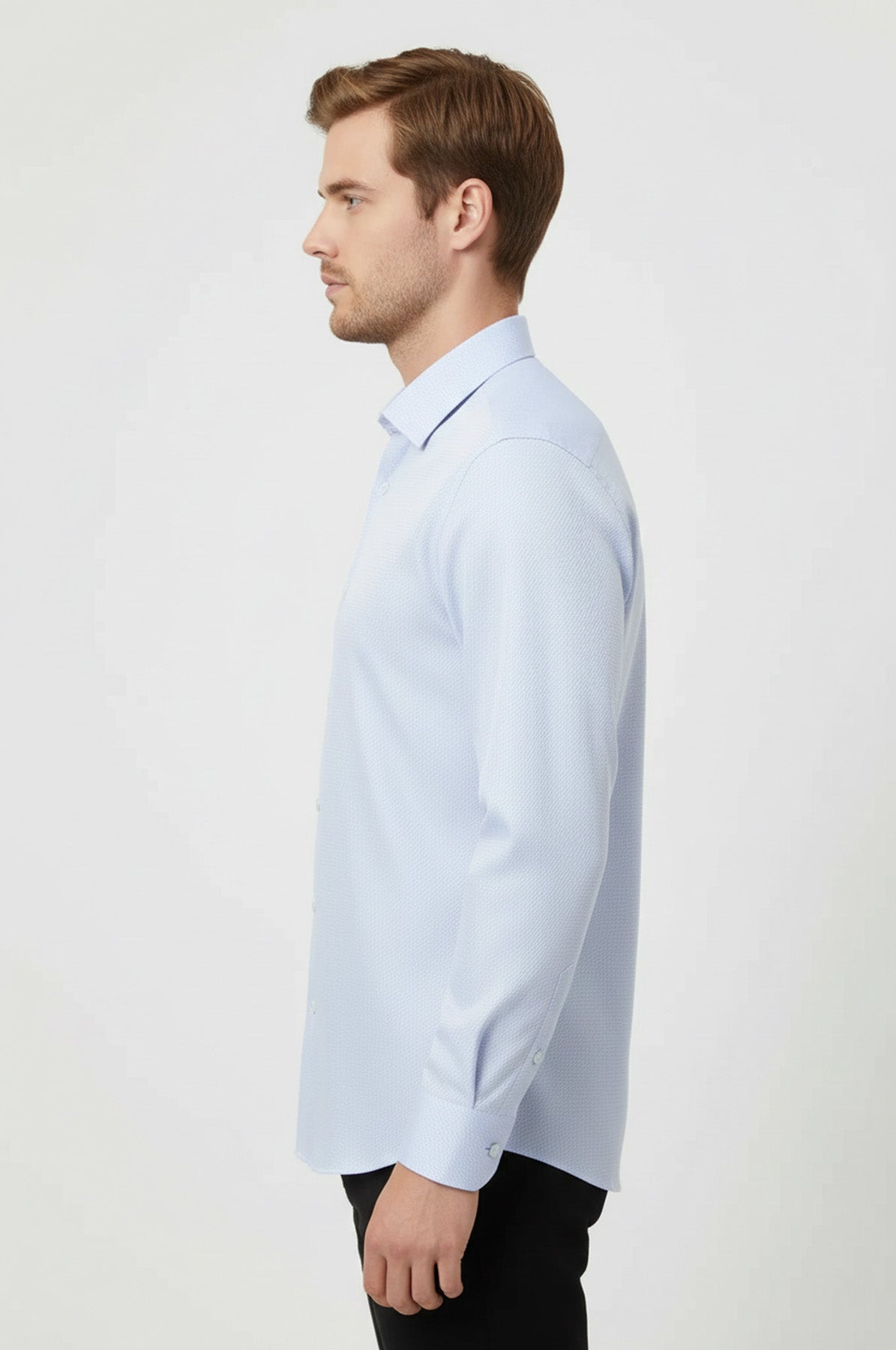 Patterned Casual Baby Blue Shirt | Wessi