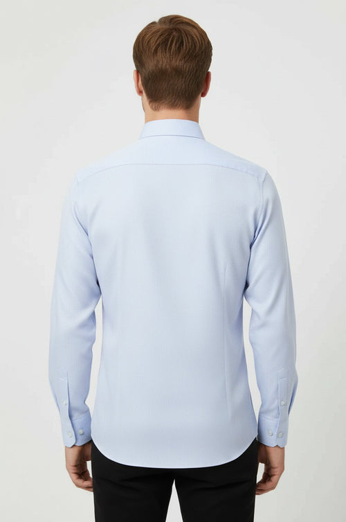 Patterned Casual Baby Blue Shirt | Wessi