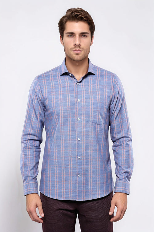 Casual Plaid Blue Shirt | Wessi
