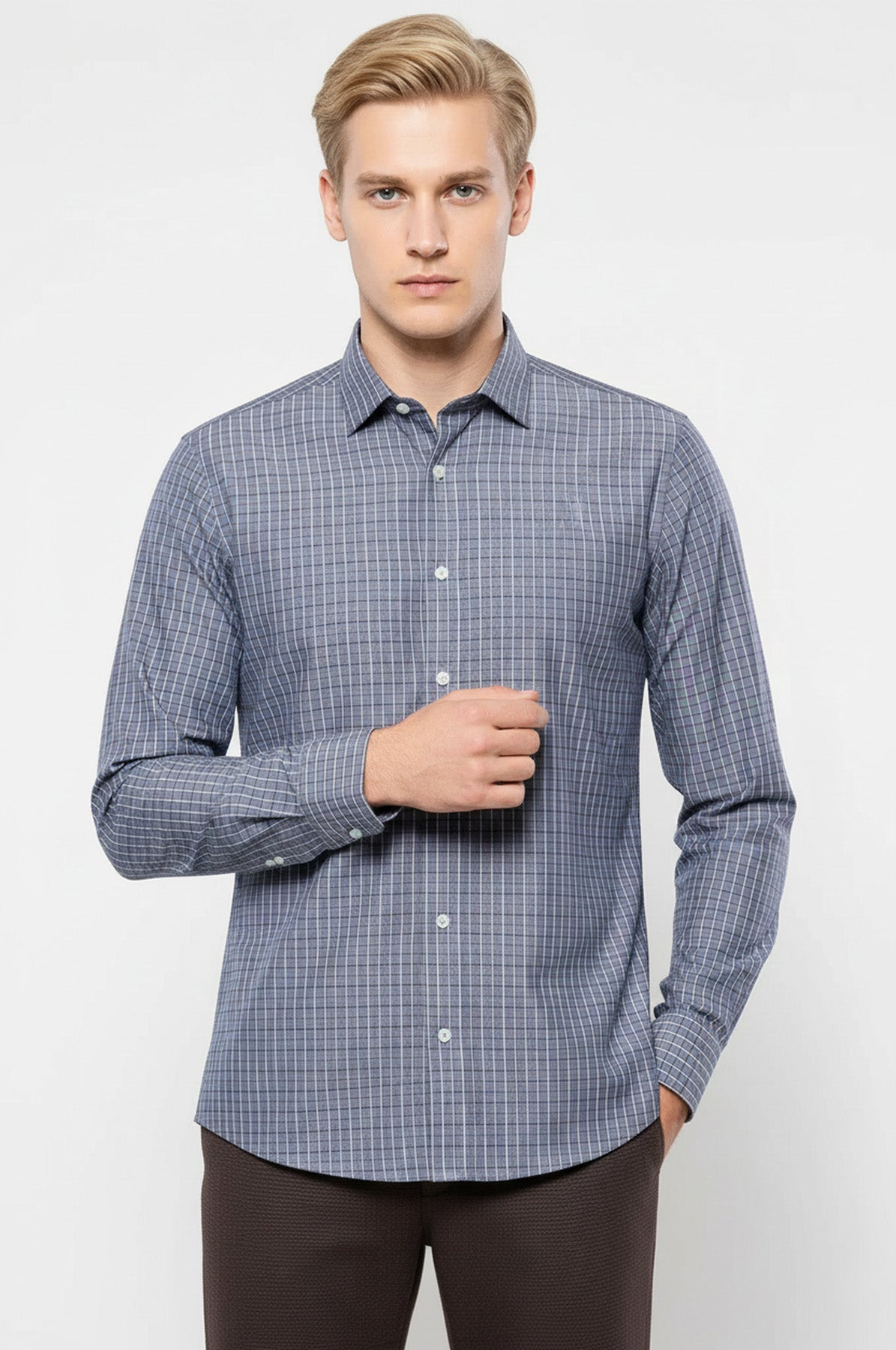 Casual Grey Plaid Shirt | Wessi