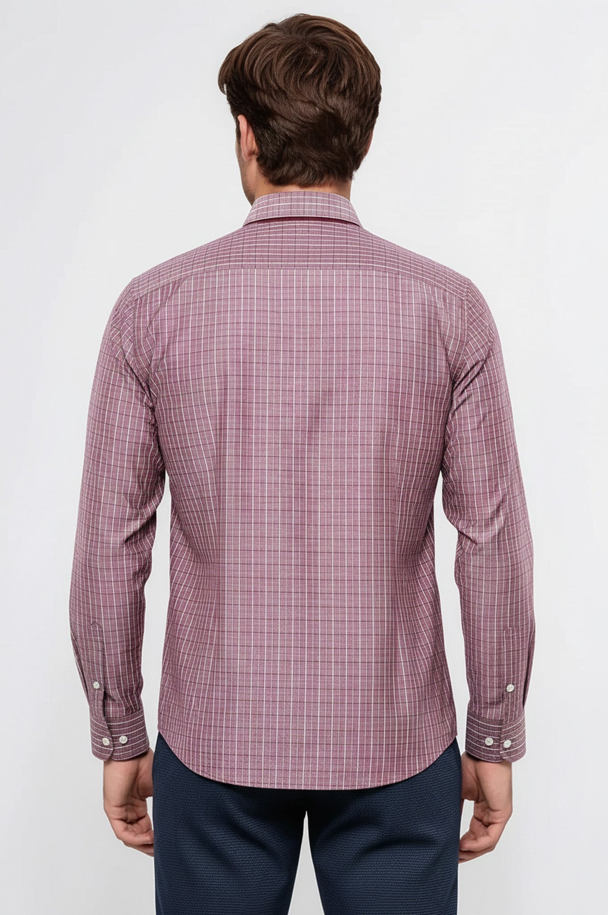 Slim-Fit Burgundy Plaid Shirt | Wessi